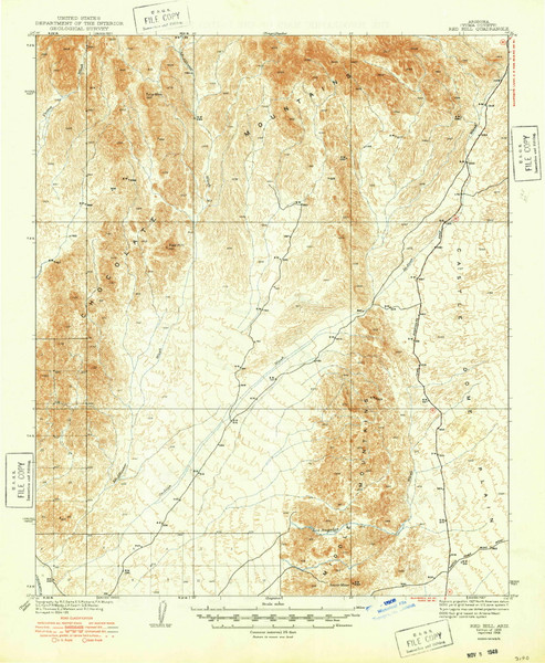 Red Hill, Arizona 1939 (1948) USGS Old Topo Map Reprint 15x15 AZ Quad 314951