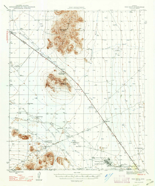 Red Rock, Arizona 1947 (1947) USGS Old Topo Map Reprint 15x15 AZ Quad 314955