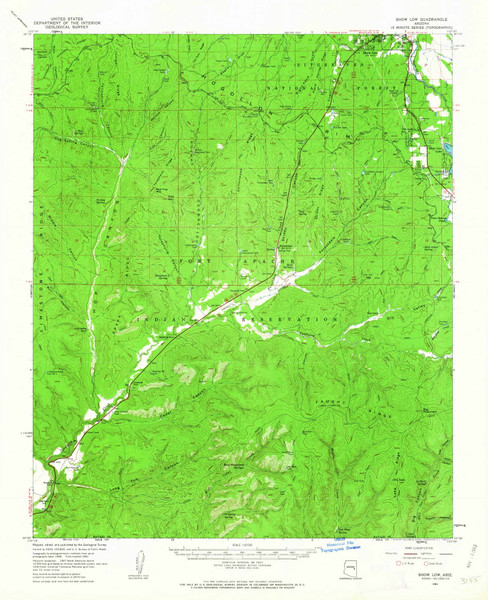 Show Low, Arizona 1961 (1963) USGS Old Topo Map Reprint 15x15 AZ Quad 315039