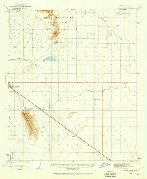 Signal Peak, Arizona 1922 (1959) USGS Old Topo Map Reprint 15x15 AZ Quad 315045