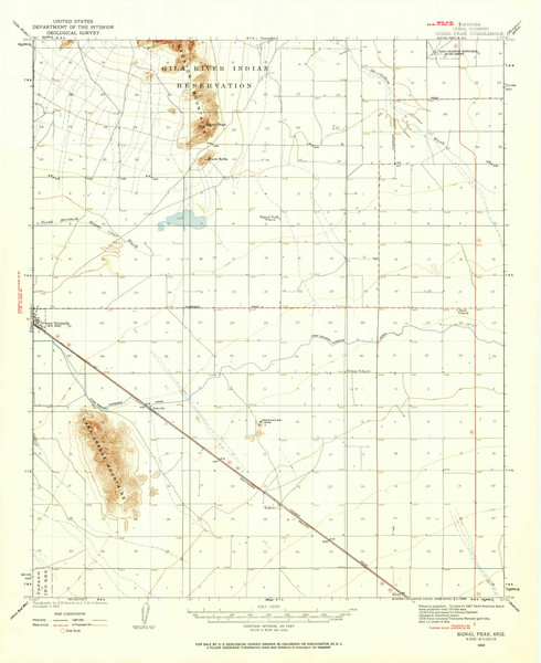 Signal Peak, Arizona 1922 (1960) USGS Old Topo Map Reprint 15x15 AZ Quad 315046