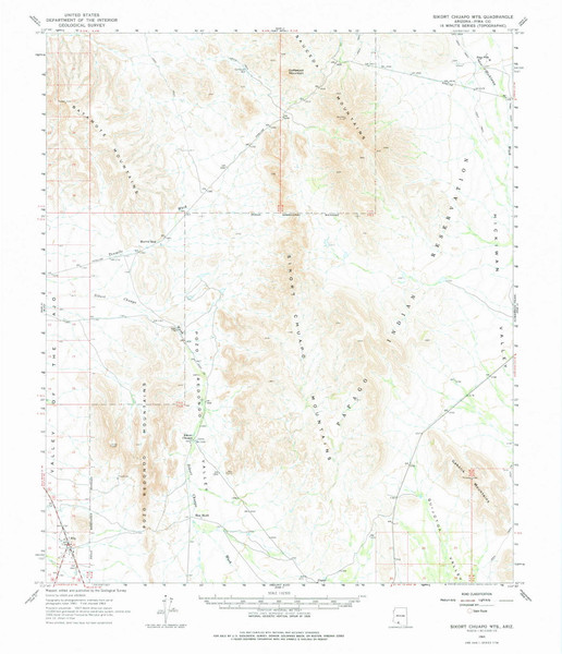 Sikort Chuapo Mountains, Arizona 1963 (1977) USGS Old Topo Map Reprint 15x15 AZ Quad 315049