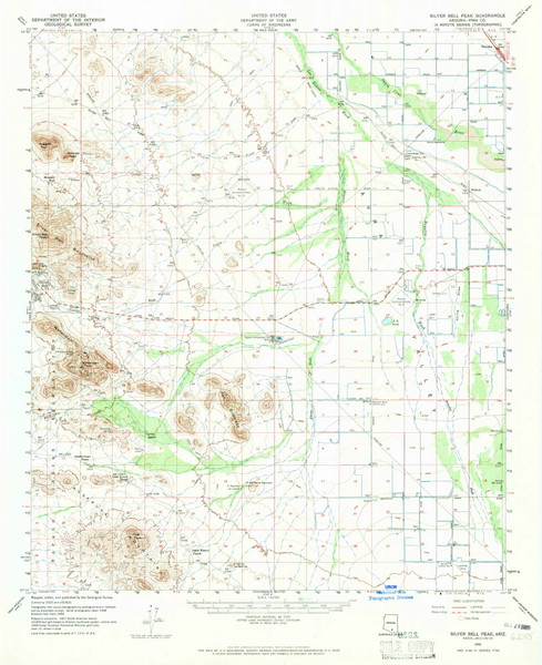 Silver Bell Peak, Arizona 1959 (1965) USGS Old Topo Map Reprint 15x15 AZ Quad 315050