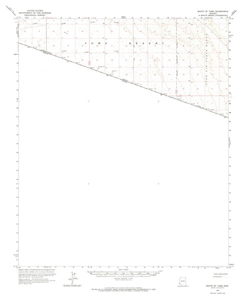 South Of Yuma, Arizona 1964 (1966) USGS Old Topo Map Reprint 15x15 AZ Quad 315065