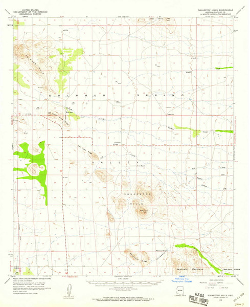 Square Top Hills, Arizona 1958 (1959) USGS Old Topo Map Reprint 15x15 AZ Quad 315069