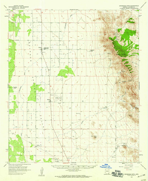 Swisshelm Mountain, Arizona 1958 (1959) USGS Old Topo Map Reprint 15x15 AZ Quad 315090