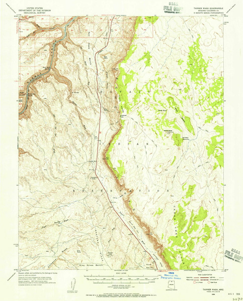 Tanner Wash, Arizona 1954 (1956) USGS Old Topo Map Reprint 15x15 AZ Quad 315093
