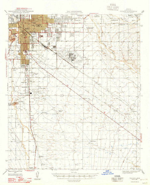 Tucson, Arizona 1948 (1948) USGS Old Topo Map Reprint 15x15 AZ Quad 315130