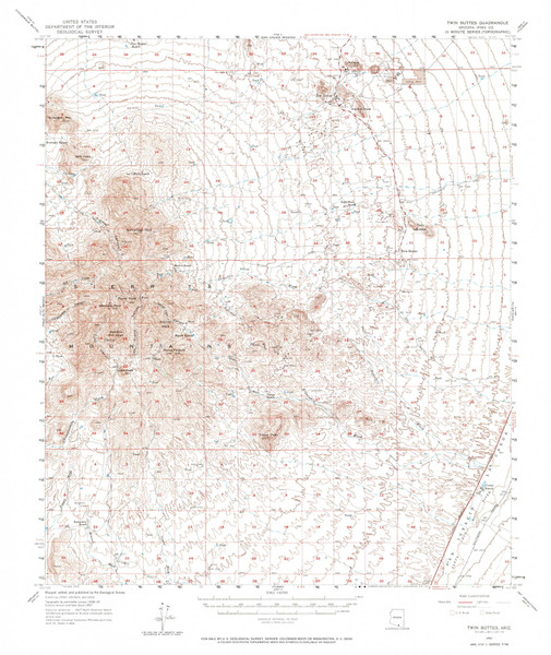 Twin Buttes, Arizona 1957 (1971) USGS Old Topo Map Reprint 15x15 AZ Quad 315144