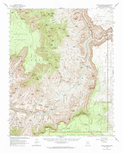 Vishnu Temple, Arizona 1962 (1964) USGS Old Topo Map Reprint 15x15 AZ Quad 315164