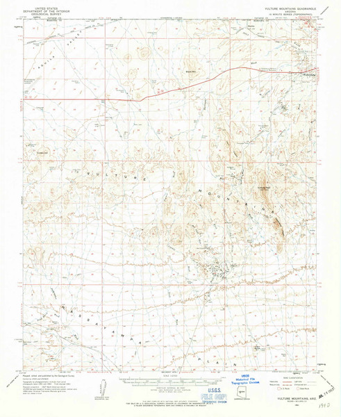 Vulture Mountains, Arizona 1961 (1963) USGS Old Topo Map Reprint 15x15 AZ Quad 315167