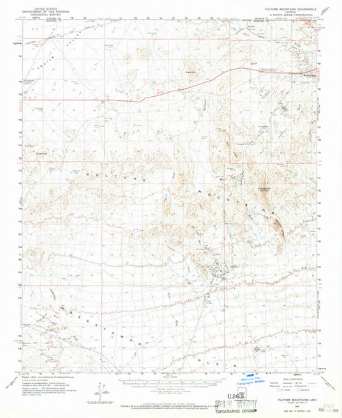 Vulture Mountains, Arizona 1961 (1967) USGS Old Topo Map Reprint 15x15 AZ Quad 315166