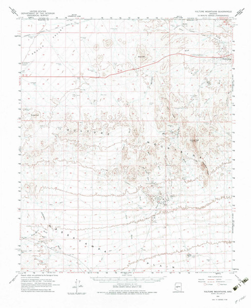 Vulture Mountains, Arizona 1961 (1983) USGS Old Topo Map Reprint 15x15 AZ Quad 315168