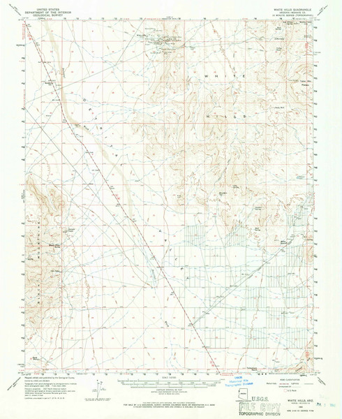 White Hills, Arizona 1960 (1966) USGS Old Topo Map Reprint 15x15 AZ Quad 315178