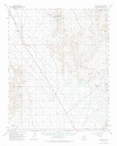 White Hills, Arizona 1960 (1980) USGS Old Topo Map Reprint 15x15 AZ Quad 315180 White Hills, Arizona 1960 (1980) USGS Old Topo Map Reprint 15x15 AZ Quad 315180