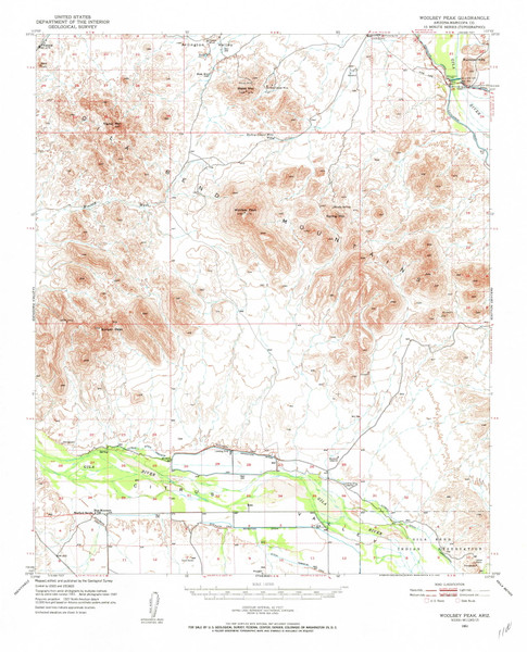 Wodsey Peak, Arizona 1951 (1952) USGS Old Topo Map Reprint 15x15 AZ Quad 315203