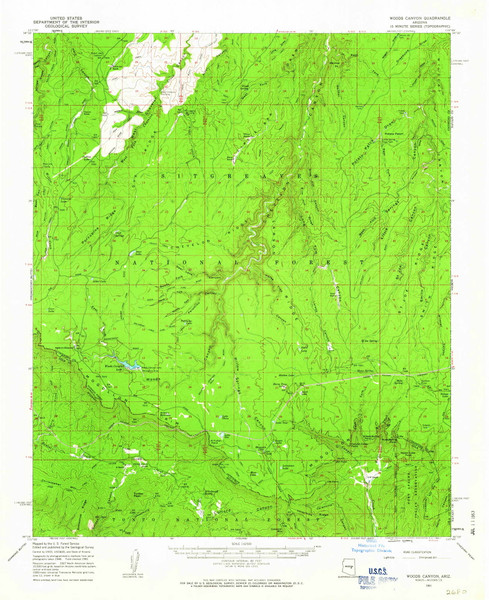 Woods Canyon, Arizona 1961 (1963) USGS Old Topo Map Reprint 15x15 AZ Quad 315201