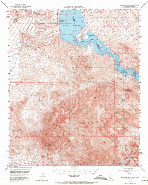 Whipple Mountains, California 1950 (1971) USGS Old Topo Map Reprint 15x15 AZ Quad 301974