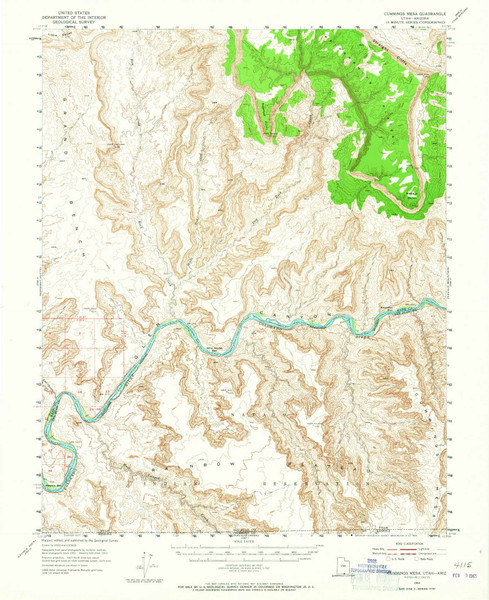 Cummings Mesa, Utah 1953 (1964) USGS Old Topo Map Reprint 15x15 AZ Quad 248788