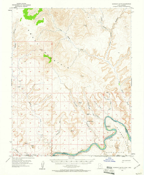 Gunsight Butte, Utah 1953 (1961) USGS Old Topo Map Reprint 15x15 AZ Quad 249674 Gunsight Butte, Utah 1953 (1961) USGS Old Topo Map Reprint 15x15 AZ Quad 249674