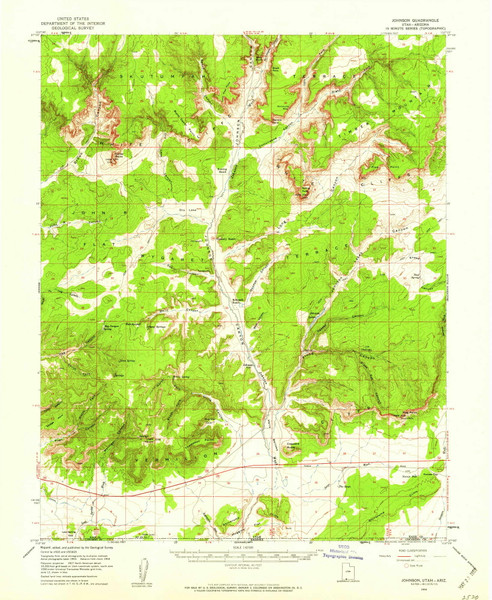 Johnson, Utah 1954 (1959) USGS Old Topo Map Reprint 15x15 AZ Quad 250045