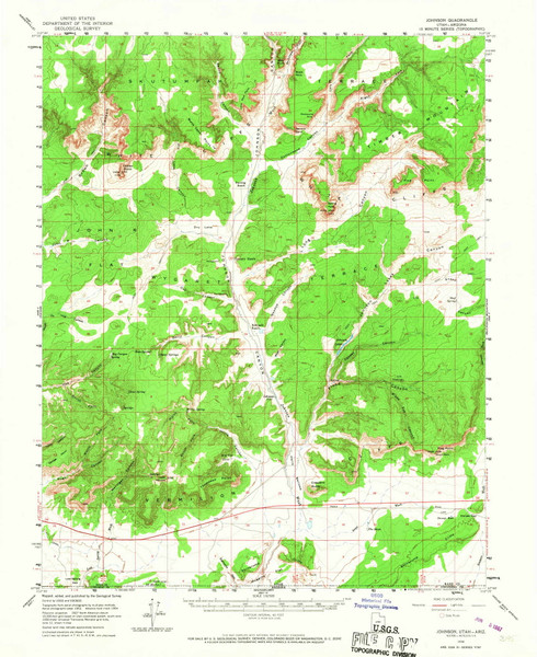 Johnson, Utah 1954 (1967) USGS Old Topo Map Reprint 15x15 AZ Quad 250044