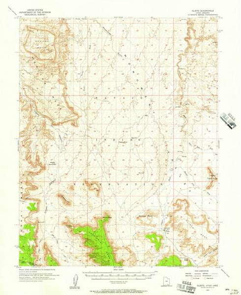 Oljato, Utah 1952 (1957) USGS Old Topo Map Reprint 15x15 AZ Quad 251101