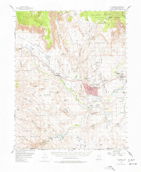 Saint George, Utah 1954 (1977) USGS Old Topo Map Reprint 15x15 AZ Quad 252063