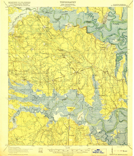 St Marys, Florida 1919 () USGS Old Topo Map Reprint 15x15 GA Quad 348662