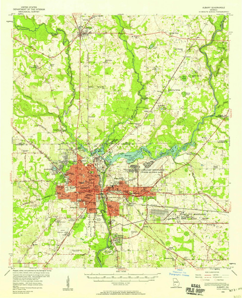 Albany, Georgia 1956 (1958) USGS Old Topo Map Reprint 15x15 GA Quad 247332 Albany, Georgia 1956 (1958) USGS Old Topo Map Reprint 15x15 GA Quad 247332