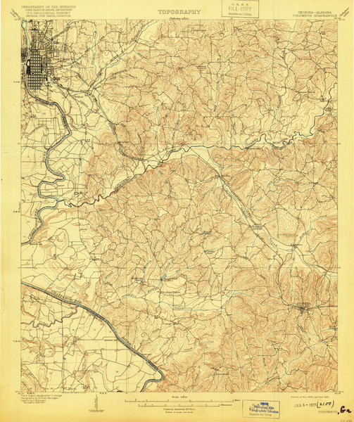 Columbus, Georgia 1908 (1920) USGS Old Topo Map Reprint 15x15 GA Quad 247394