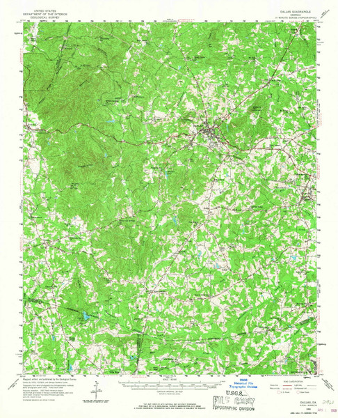 Dallas, Georgia 1958 (1968) USGS Old Topo Map Reprint 15x15 GA Quad 247412