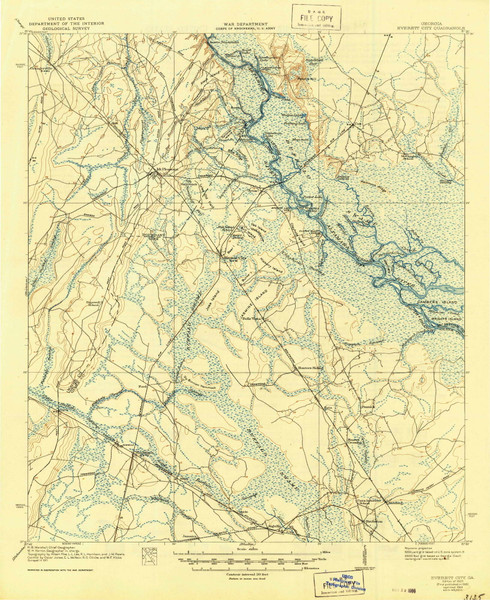 Everett City, Georgia 1920 (1944) USGS Old Topo Map Reprint 15x15 GA Quad 247433