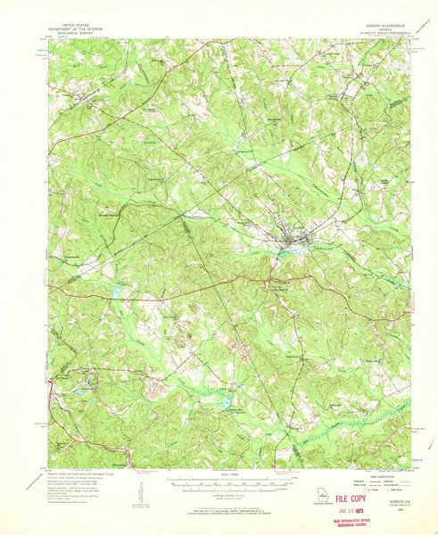 Gordon, Georgia 1956 (1957) USGS Old Topo Map Reprint 15x15 GA Quad 247450 Gordon, Georgia 1956 (1957) USGS Old Topo Map Reprint 15x15 GA Quad 247450