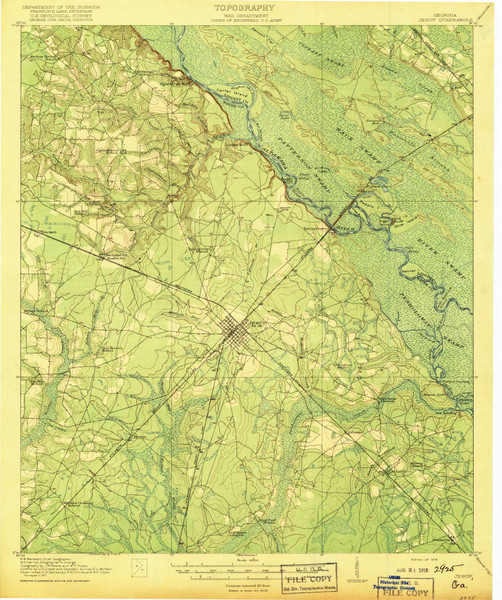 Jesup, Georgia 1918 () USGS Old Topo Map Reprint 15x15 GA Quad 247491