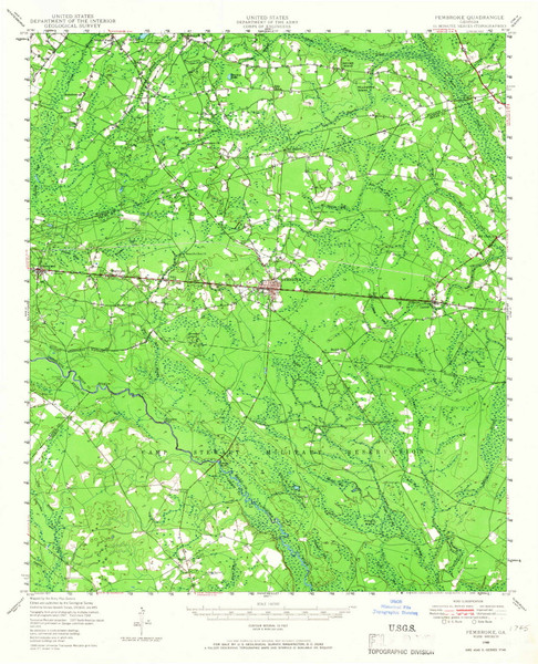Pembroke, Georgia 1948 (1966) USGS Old Topo Map Reprint 15x15 GA Quad 247540 Pembroke, Georgia 1948 (1966) USGS Old Topo Map Reprint 15x15 GA Quad 247540