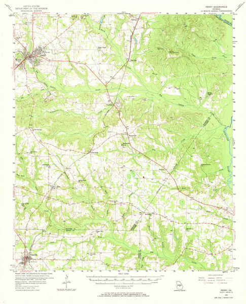 Perry, Georgia 1956 (1968) USGS Old Topo Map Reprint 15x15 GA Quad 247545 Perry, Georgia 1956 (1968) USGS Old Topo Map Reprint 15x15 GA Quad 247545