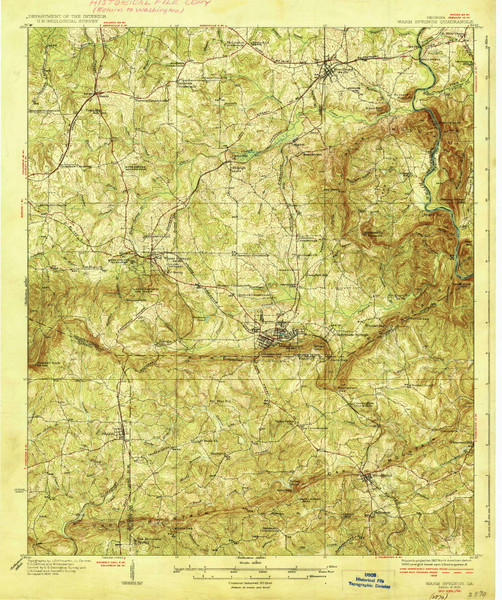 Warm Springs, Georgia 1936 () USGS Old Topo Map Reprint 15x15 GA Quad 247601 Warm Springs, Georgia 1936 () USGS Old Topo Map Reprint 15x15 GA Quad 247601