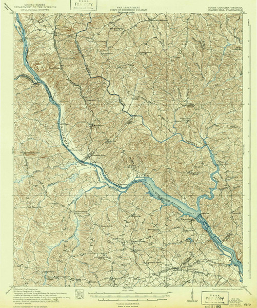 Clarks Hill, South Carolina 1942 () USGS Old Topo Map Reprint 15x15 GA Quad 261808