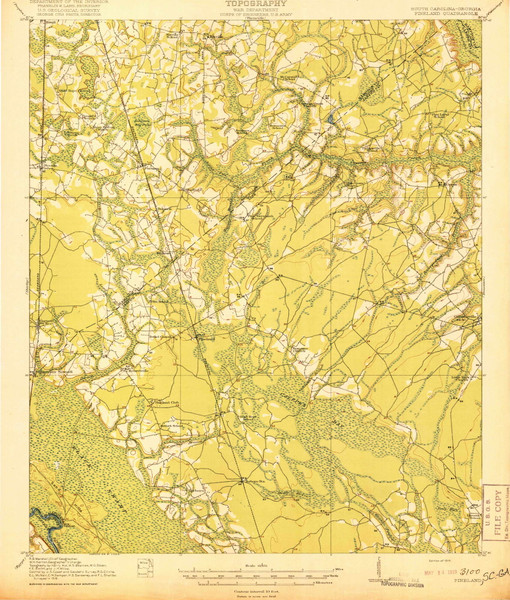 Pineland, South Carolina 1919 () USGS Old Topo Map Reprint 15x15 GA Quad 261919 Pineland, South Carolina 1919 () USGS Old Topo Map Reprint 15x15 GA Quad 261919