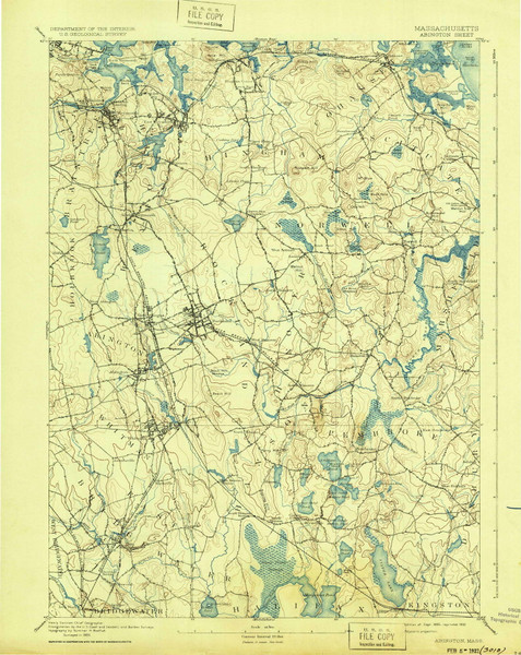 Abington, Massachusetts 1893 (1932) USGS Old Topo Map Reprint 15x15 MA Quad 352435