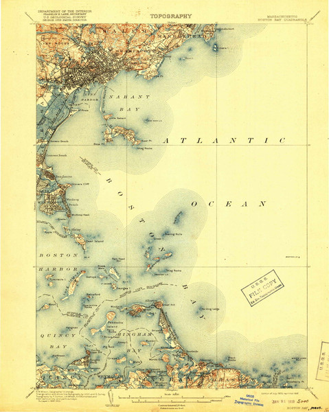Boston Bay, Massachusetts 1903 (1918) USGS Old Topo Map Reprint 15x15 MA Quad 352528 Boston Bay, Massachusetts 1903 (1918) USGS Old Topo Map Reprint 15x15 MA Quad 352528