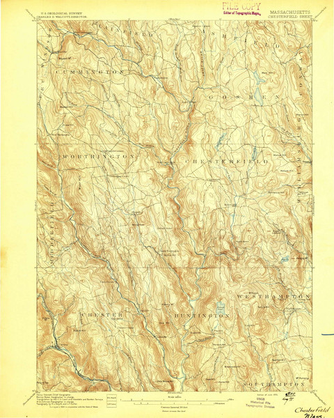 Chesterfield, Massachusetts 1895 (1895) USGS Old Topo Map Reprint 15x15 MA Quad 352565