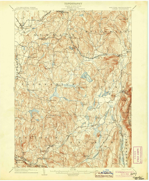 Copake, New York 1904 (1904) USGS Old Topo Map Reprint 15x15 MA Quad 140550