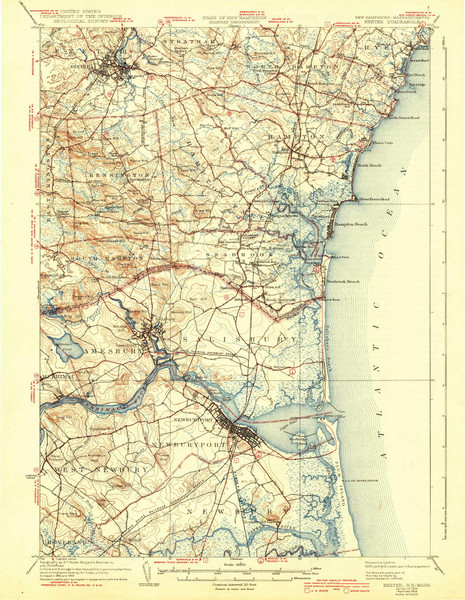 Exeter, New Hampshire 1934 (1943) USGS Old Topo Map Reprint 15x15 MA Quad 330034