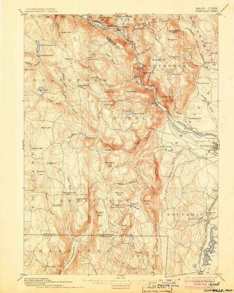 Granville, Massachusetts 1895 (1905) USGS Old Topo Map Reprint 15x15 MA Quad 352718