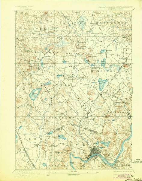 Haverhill, New Hampshire 1893 (1904) USGS Old Topo Map Reprint 15x15 MA Quad 352770