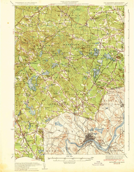 Haverhill, New Hampshire 1935 (1935) USGS Old Topo Map Reprint 15x15 MA Quad 352776