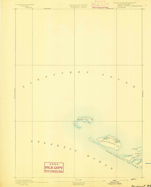 Muskeget, Massachusetts 1893 (1893) USGS Old Topo Map Reprint 15x15 MA Quad 352860 Muskeget, Massachusetts 1893 (1893) USGS Old Topo Map Reprint 15x15 MA Quad 352860