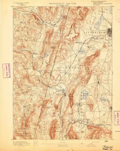 Pittsfield, Massachusetts 1893 (1893) USGS Old Topo Map Reprint 15x15 MA Quad 352935